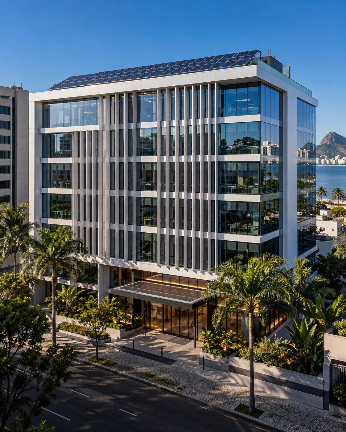 Prédio comercial com usina solar na cobertura