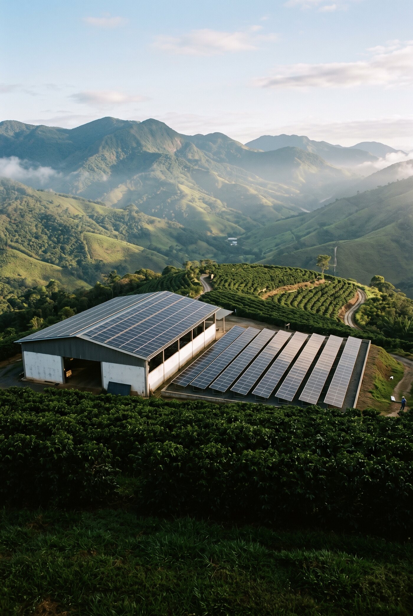 Propriedade rural na região serrana com módulos solares